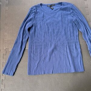 White House Black Market Cornflower Blue Ribbed Scoop-Neck Sweater
